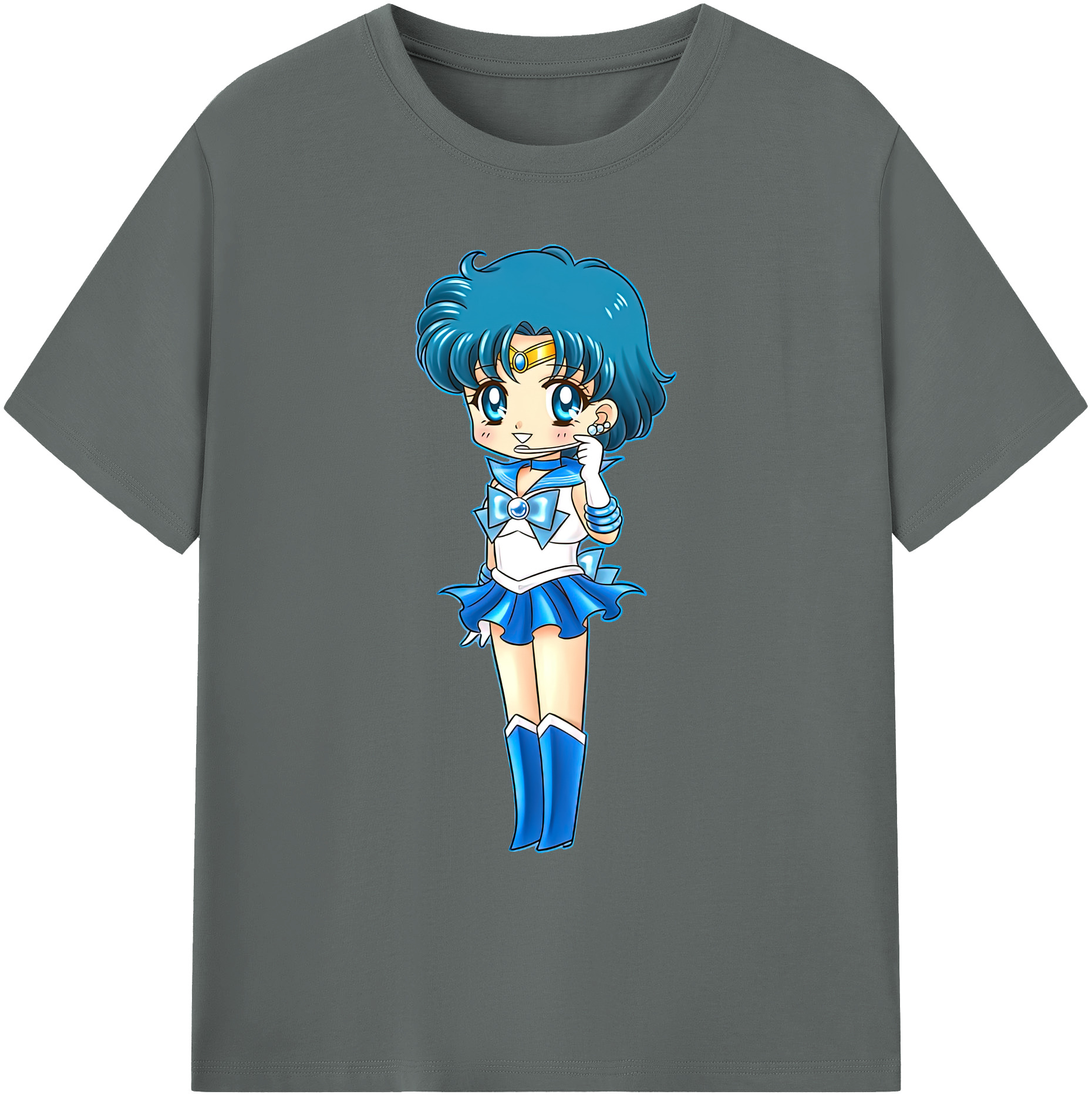（画像用） 美少女戦士セーラームーン 水野 亜美 みずの あみ Sailor Moon Mizuno Ami 綿100％ メンズ半袖Tシャツ｜肌触りやわらか＆通気性